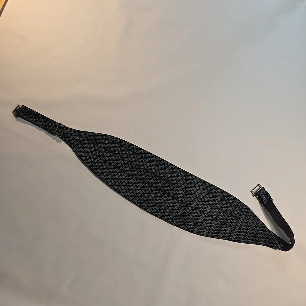 VTG Valentino Cravatte Mens Silk Cummerbund Green Black‎ Pattern USA Adjustable
